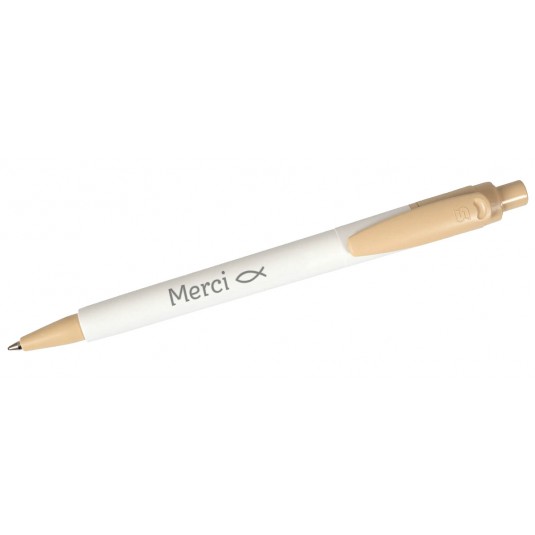 Stylo "Merci" couleur crème