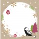 Carte double carrée fin d'année Décorations de Noël et cerfs dessinés