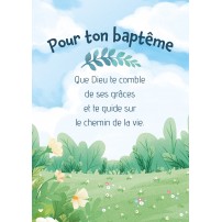 Carte Baptême Paysage verdoyant dessiné