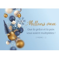 CARTE Fin d'année Décorations de Noël sur fond bleu clair