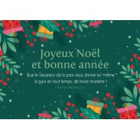 CARTE Fin d'année Motifs de Noël dessinés sur fond vert