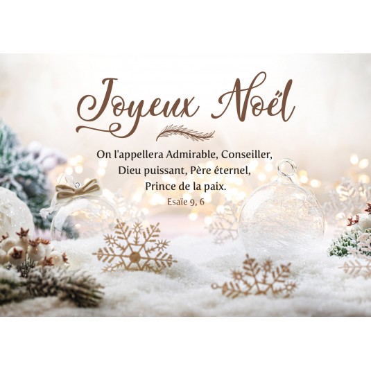 CARTE Fin d'année Décorations de Noël dans la neige