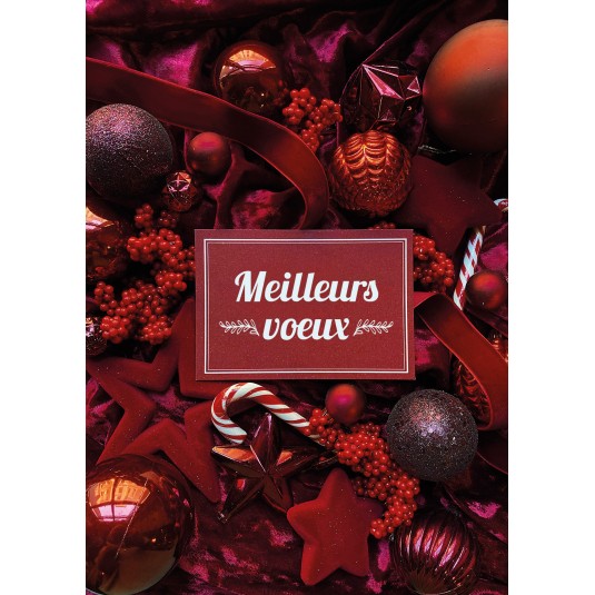 CARTE Fin d'année Décorations de Noël rouges