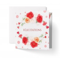 Carnet Félicitations Couronne de roses sur fond blanc