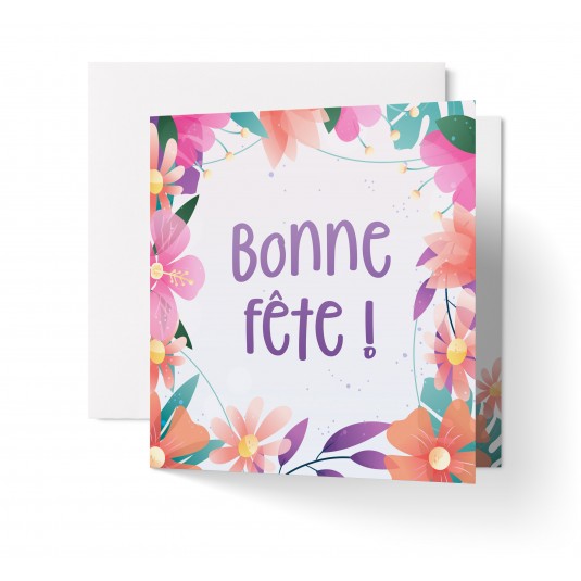 Carnet Bonne Fête Motifs floraux dessinés