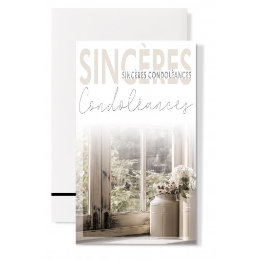 Carnet Condol&eacute;ances Fleurs blanches devant une fen&ecirc;tre