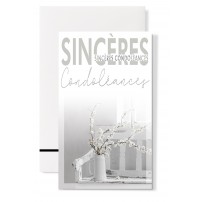 Carnet Condol&eacute;ances Branches de fleurs blanches sur un banc