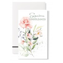 Carnet Condoléances Fleurs roses et branchages
