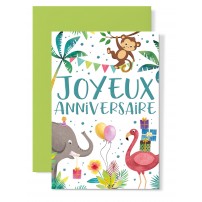 Carnet Anniversaire Elephant, flamant rose