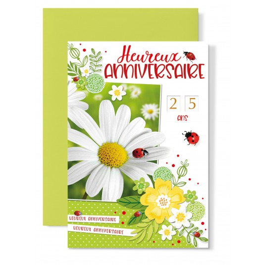 Carnet Anniversaire Marguerite et coccinelles