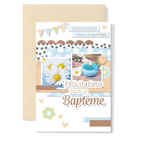 Carnet Baptême Fleurs et bougie