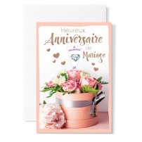 Carnet Anniversaire De Mariage Bouquet dans boîte ronde