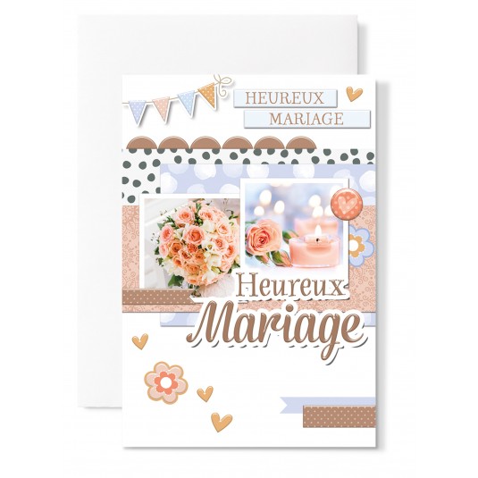 Carnet Mariage Bouquet et bougies roses claires