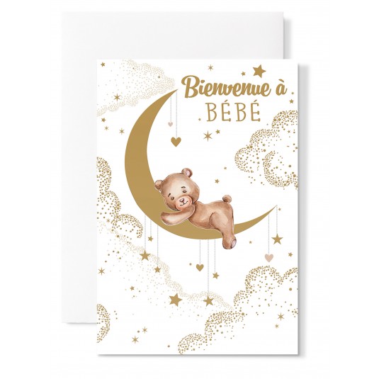 Carnet Naissance Ourson sur lune