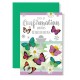 Carnet Confirmation Calice au milieu de papillons roses et verts