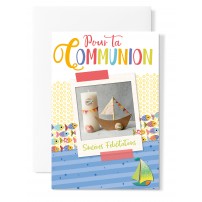 Carnet Communion Bougie, bateaux et poissons