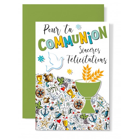 Carnet Communion Calice sur fond d'objets