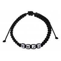 Bracelet en textile noir avec les lettres "WWJD"