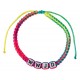 "Bracelet en textile arc-en-ciel avec les lettres ""WWJD"""