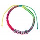 Bracelet en textile arc-en-ciel avec les lettres "WWJD"