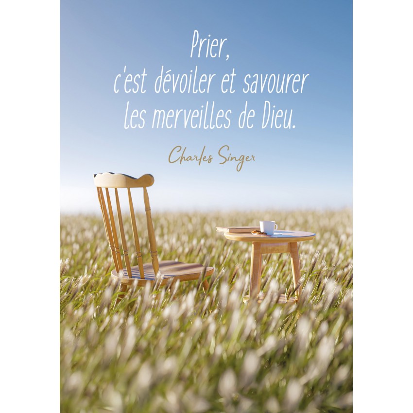 CARTE CITATION Chaise et table dans un pré