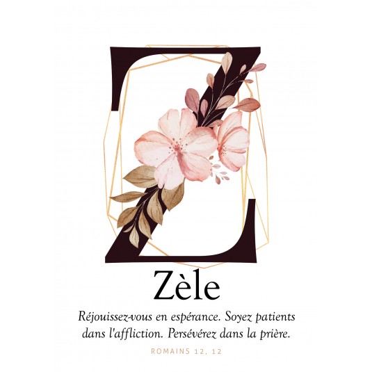 CARTE avec verset Lettre Z - Zèle