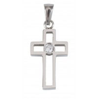 Pendentif Croix en acier inoxydable et zirconium