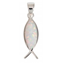 Pendentif Ichtus en argent et nacre blanche