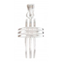 Pendentif croix rayures en argent