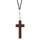 Collier croix en bois de pin, cordon en nylon