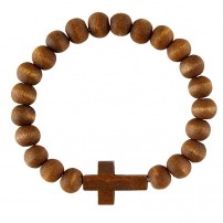 Bracelet croix extensible bois foncé