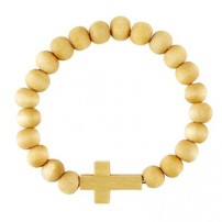 Bracelet croix extensible bois clair