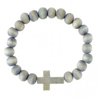 Bracelet croix extensible bois gris