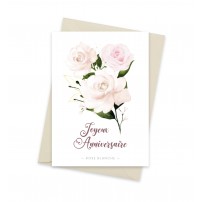 Carte parfumée Rose blanche - Joyeux Anniversaire