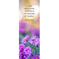 Signet fleurs dans teinte violet avec verset "Celui qui se confie en l'Éternel..