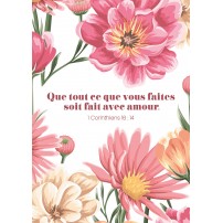 CARTE avec verset Motif floral coloré