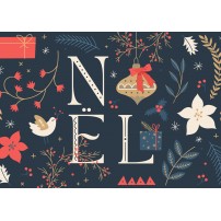 CARTE Fin d'année Illustration avec petits objets de Noël