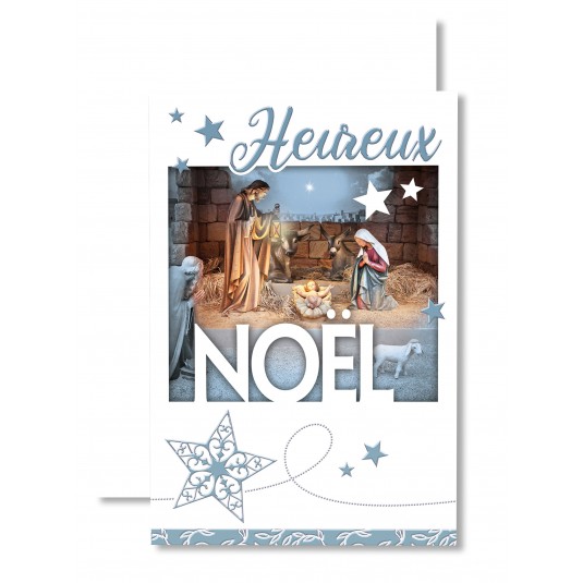 Carnet Hn Crèche et étoiles sur fond blanc