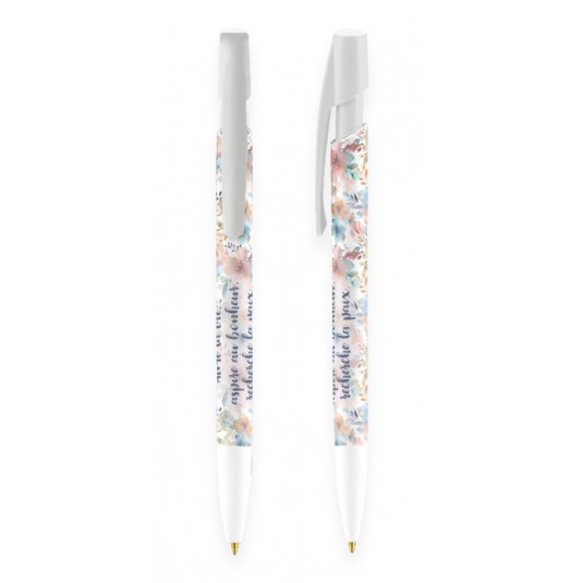 Stylo Motifs floraux pastels "Aime la vie..."