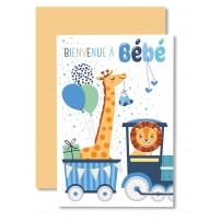 Carnet He Train bleu girafe et lion