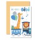 Carnet Naissance Train bleu girafe et lion