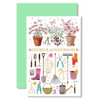 Carnet HA Outils de jardinage bottes roses