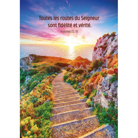 Carte Avec Verset Chemin dans les calanques au coucher du soleil