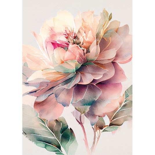 Carte sans texte Fleur en aquarelle en gros plan