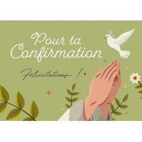 Carte Avec Message Dessin de mains en prière avec une colombe