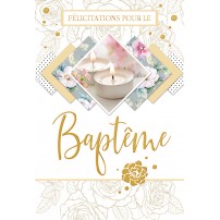 Carnet Baptême : Bougie écriture dorée