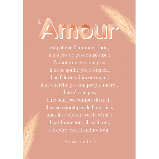 POSTER A4 "L'amour" - 1 Corinthiens 13