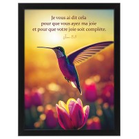 POSTER A3 avec cadre colibri "Que votre joie soie complète" - Jean 15, 11