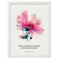 POSTER A4 avec cadre floral "Dieu est pour nous…" - Psaume 46, 1