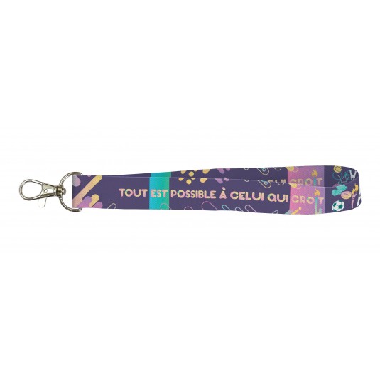 Porte-clé ruban "Tout est possible à celui qui croit"